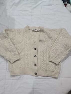 Autograph American Clothing Vintage Cream Cable Knit Fisherman Cardigan